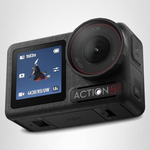 DJI Osmo Action 5 Pro Adventure Combo, 4K with 1/1.3" Sensor, 12h Extended Battery Life with 3 Batteries, Stabilization, Dual OLED Touchscreens, Mini Action Camera for Travel, Vlog