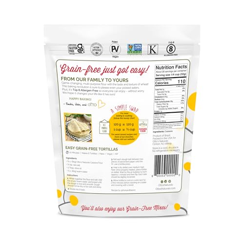Otto's Naturals Multi-Purpose Cassava Flour, Non-GMO, Gluten-Free, Grain, Nut and Gum-Free, 1-to-1 Wheat Flour Alternative, Paleo, AIP, 2 lb