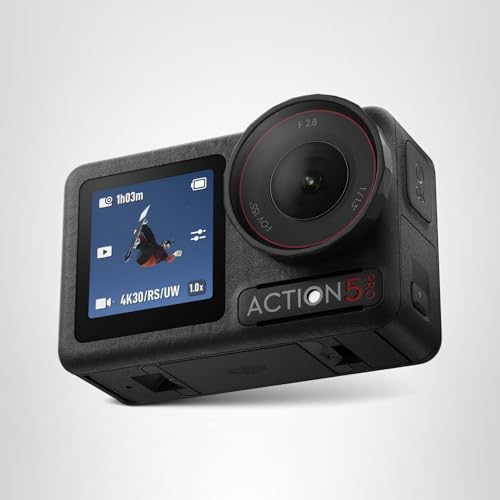 DJI Osmo Action 5 Pro Adventure Combo, 4K with 1/1.3" Sensor, 12h Extended Battery Life with 3 Batteries, Stabilization, Dual OLED Touchscreens, Mini Action Camera for Travel, Vlog