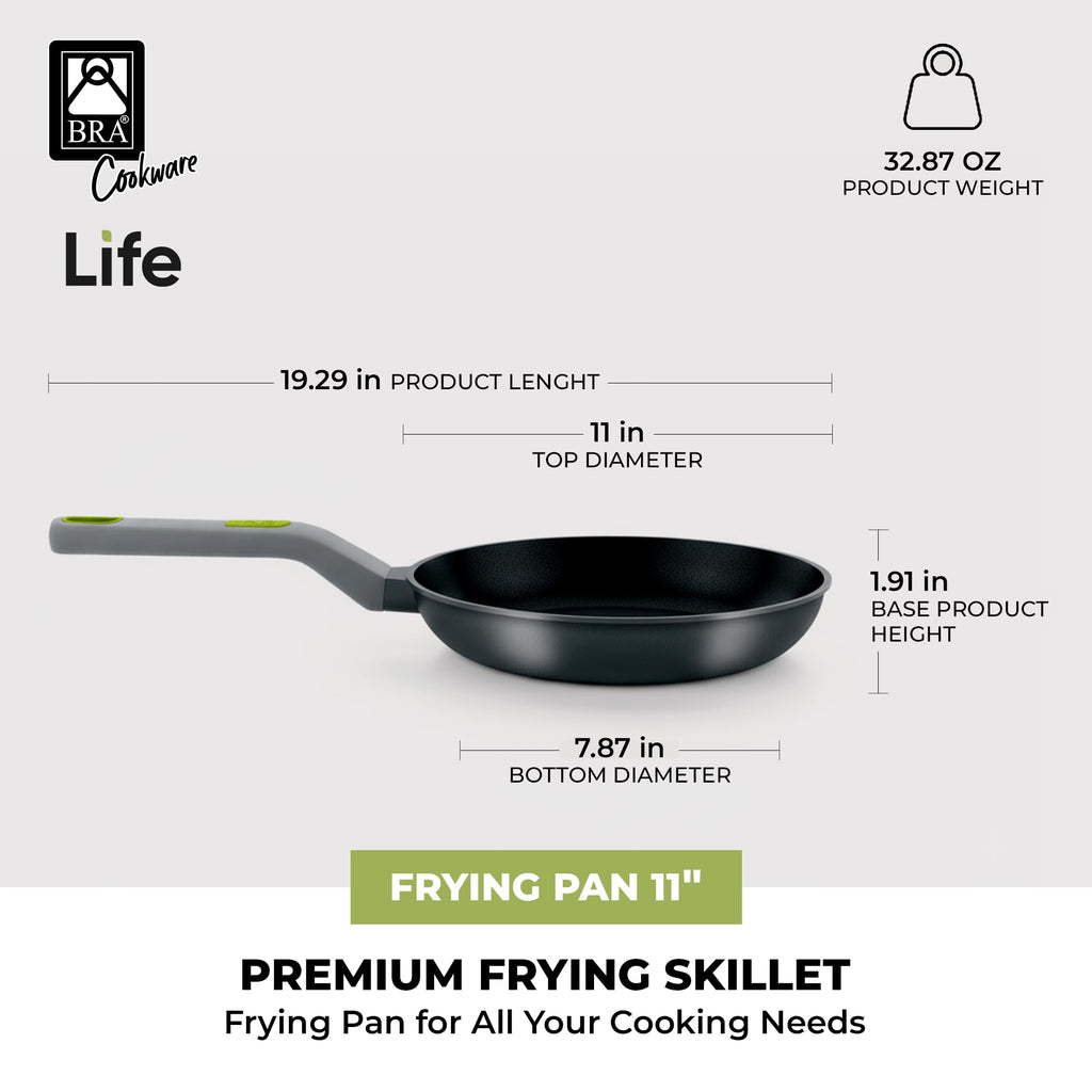BRA COOKWARE Life Ceramic Nonstick Sauté Pan w/Glass Lid | 12.6 Inch 4.79 Quart Recycled Aluminum Deep Pan | Dual-Handle Braiser | Ceramic Non-Stick Coating | PFOA Free | All Cooktops & Oven Safe