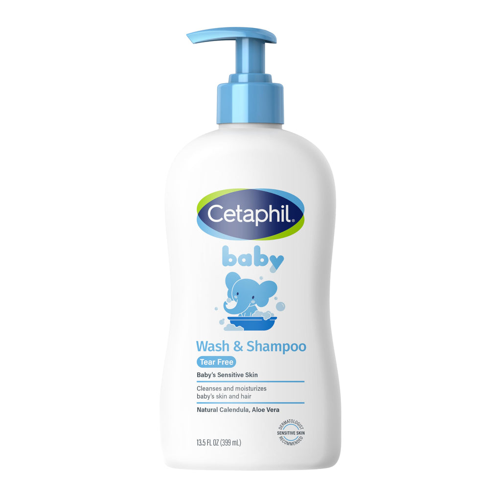 Cetaphil Baby Wash & Shampoo Plus Body Lotion, Healthy Skin Essentials, Head to Toe Hydration for up to 24 Hours, for Delicate, Sensitive Skin, 2-Pack,White