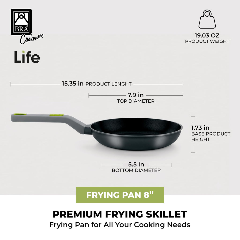 BRA COOKWARE Life Ceramic Nonstick Sauté Pan w/Glass Lid | 12.6 Inch 4.79 Quart Recycled Aluminum Deep Pan | Dual-Handle Braiser | Ceramic Non-Stick Coating | PFOA Free | All Cooktops & Oven Safe
