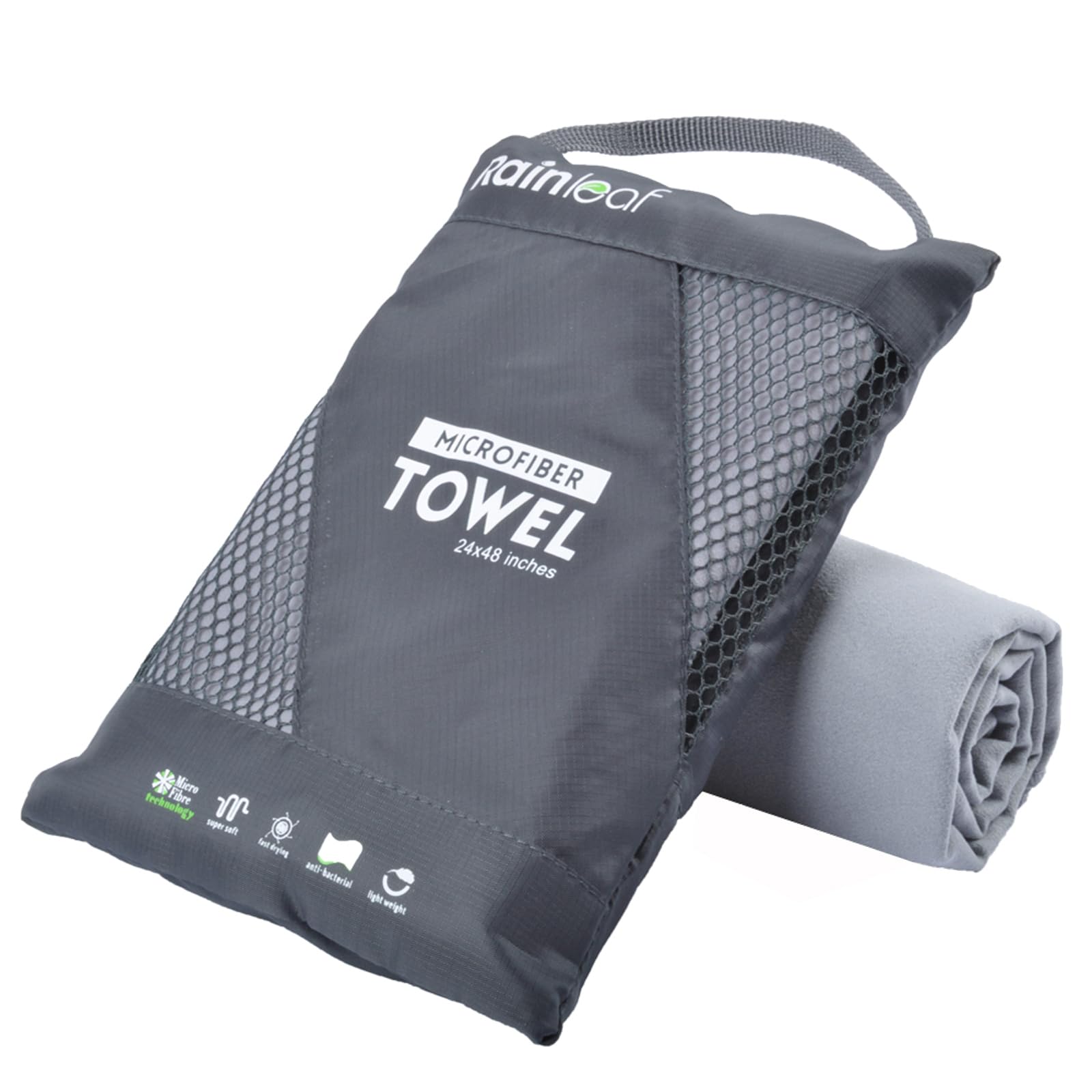 Rainleaf Microfiber Towel Perfect Travel & Gym & Camping Towel. Quick Dry - Super Absorbent - Ultra Compact - Lightweight. Suitable for Trip, Beach, Shower, Backpacking, Pool