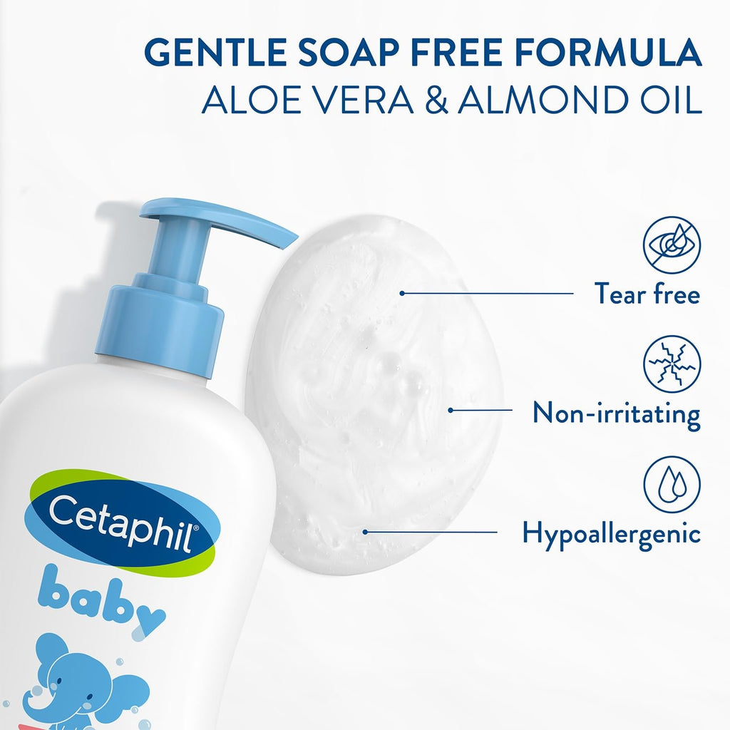 Cetaphil Baby Wash & Shampoo Plus Body Lotion, Healthy Skin Essentials, Head to Toe Hydration for up to 24 Hours, for Delicate, Sensitive Skin, 2-Pack,White