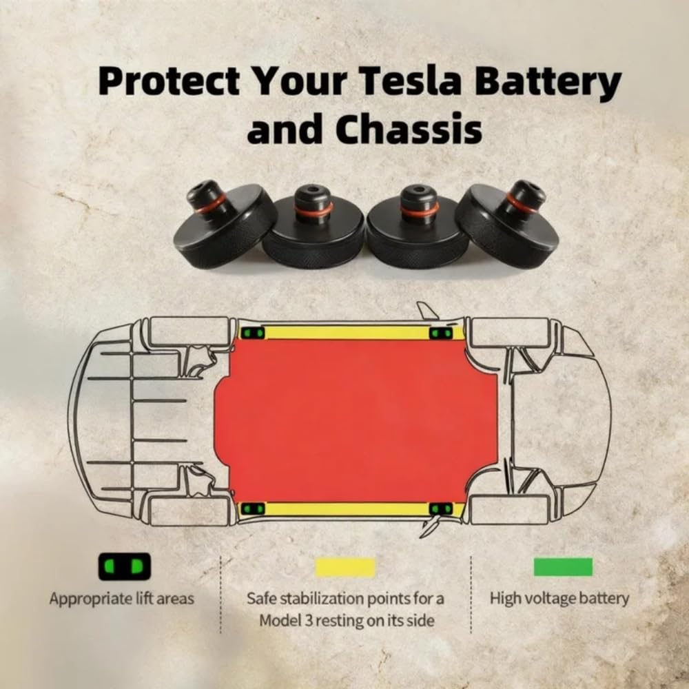 Chirano Lifting Jack Pads Compatible with Tesla Model 3/S/X/Y/Y Juniper, 4 Pucks with a Storage Case, Accessories for Tesla Vehicles 2013 to 2026