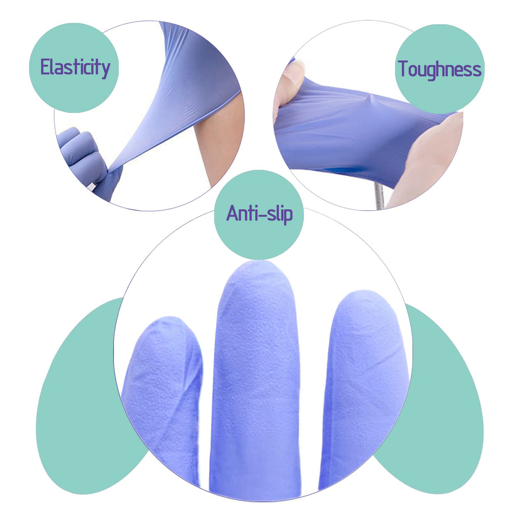 Nitrile Gloves - 3 Mil - Food Safe & Medical Exam Disposable Gloves - Latex Free Powder Free Non-Sterile