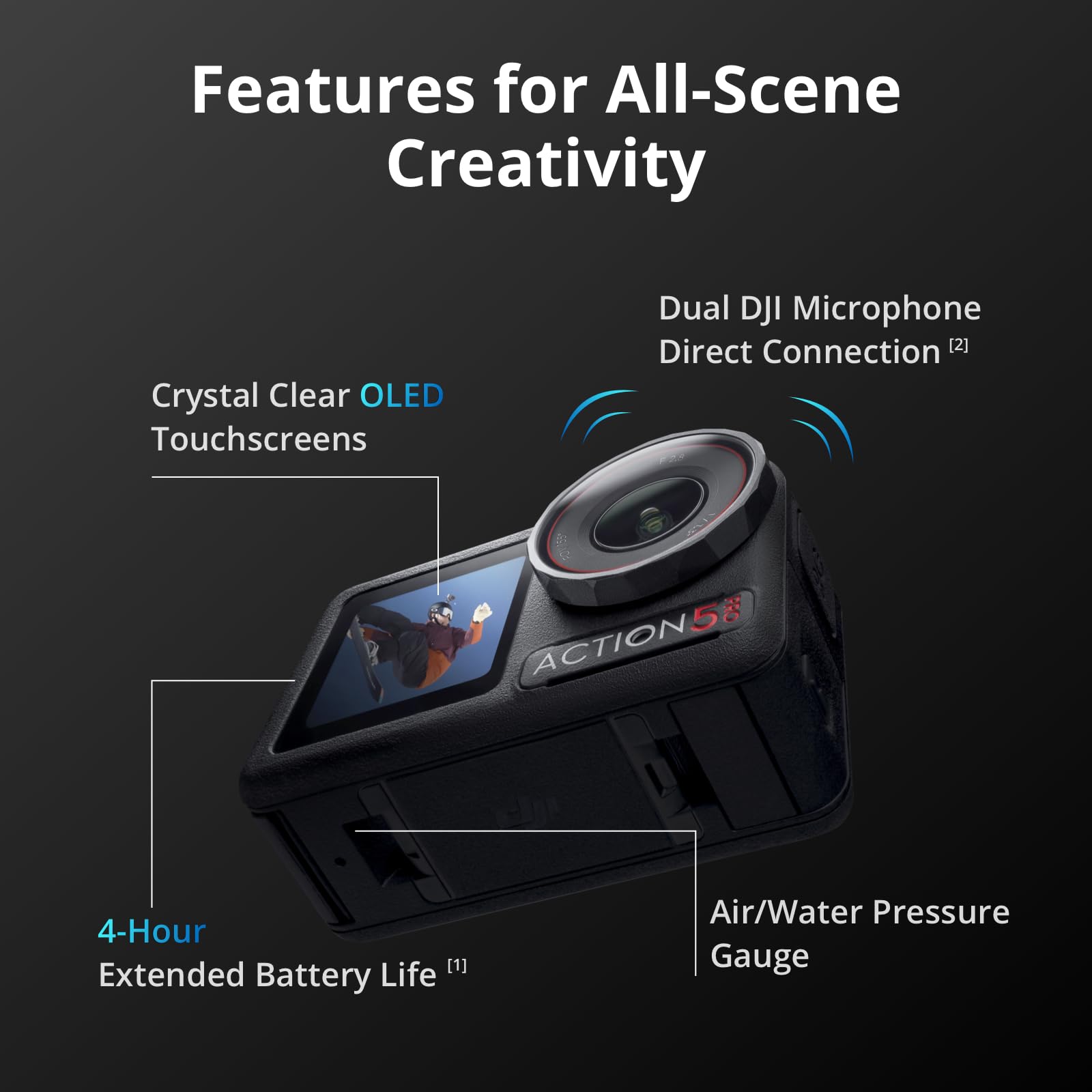DJI Osmo Action 5 Pro Adventure Combo, 4K with 1/1.3" Sensor, 12h Extended Battery Life with 3 Batteries, Stabilization, Dual OLED Touchscreens, Mini Action Camera for Travel, Vlog