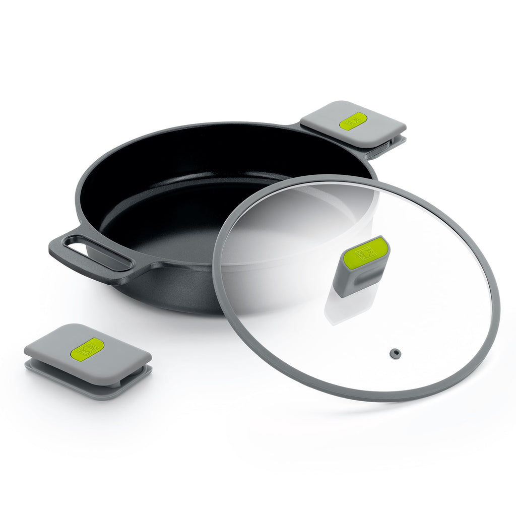 BRA COOKWARE Life Ceramic Nonstick Sauté Pan w/Glass Lid | 12.6 Inch 4.79 Quart Recycled Aluminum Deep Pan | Dual-Handle Braiser | Ceramic Non-Stick Coating | PFOA Free | All Cooktops & Oven Safe