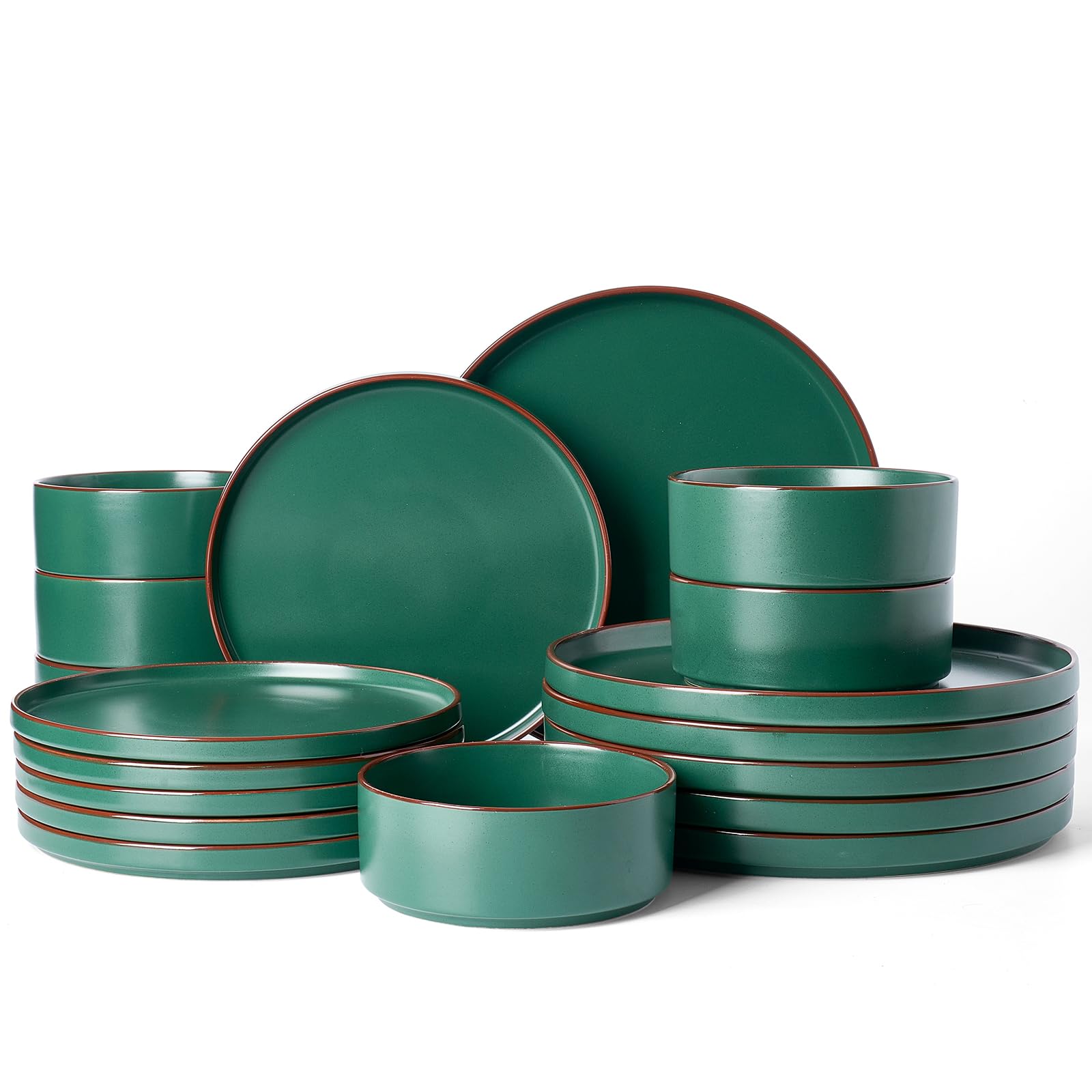 Famiware Nebula Ridge Stoneware Dinnerware Sets, Plates and Bowls Sets for 4, 12 Pieces Dishes Set, Microwave and Dishwasher Safe Kitchen Plates, Light Gray