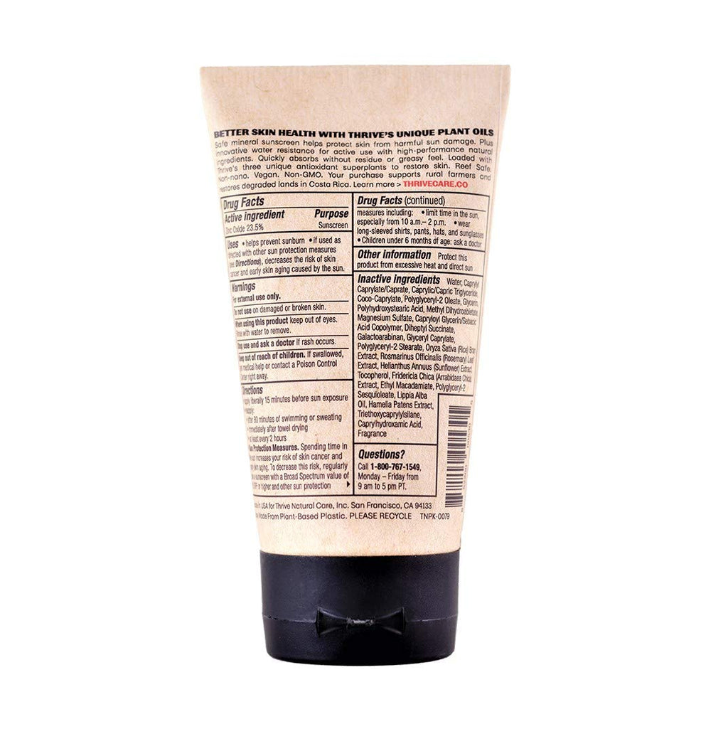 Thrive Natural Care Reef Safe Sunscreen SPF50 - Hawaii 104 Reef Act Compliant - Mineral Sunscreen Non-Nano Zinc Oxide - Vegan, (5.8 Oz (Pack of 1))