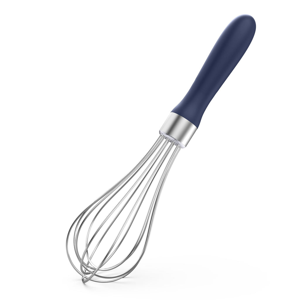 U-Taste Balloon Whisk for Cooking: 18/10 Stainless Steel Kitchen Wire Whisk, Medium Heavy Duty Egg Beater, Manual Baking Mixing Tool with 8 High Flex Wires for Stirring, Blending Sauce (Black)