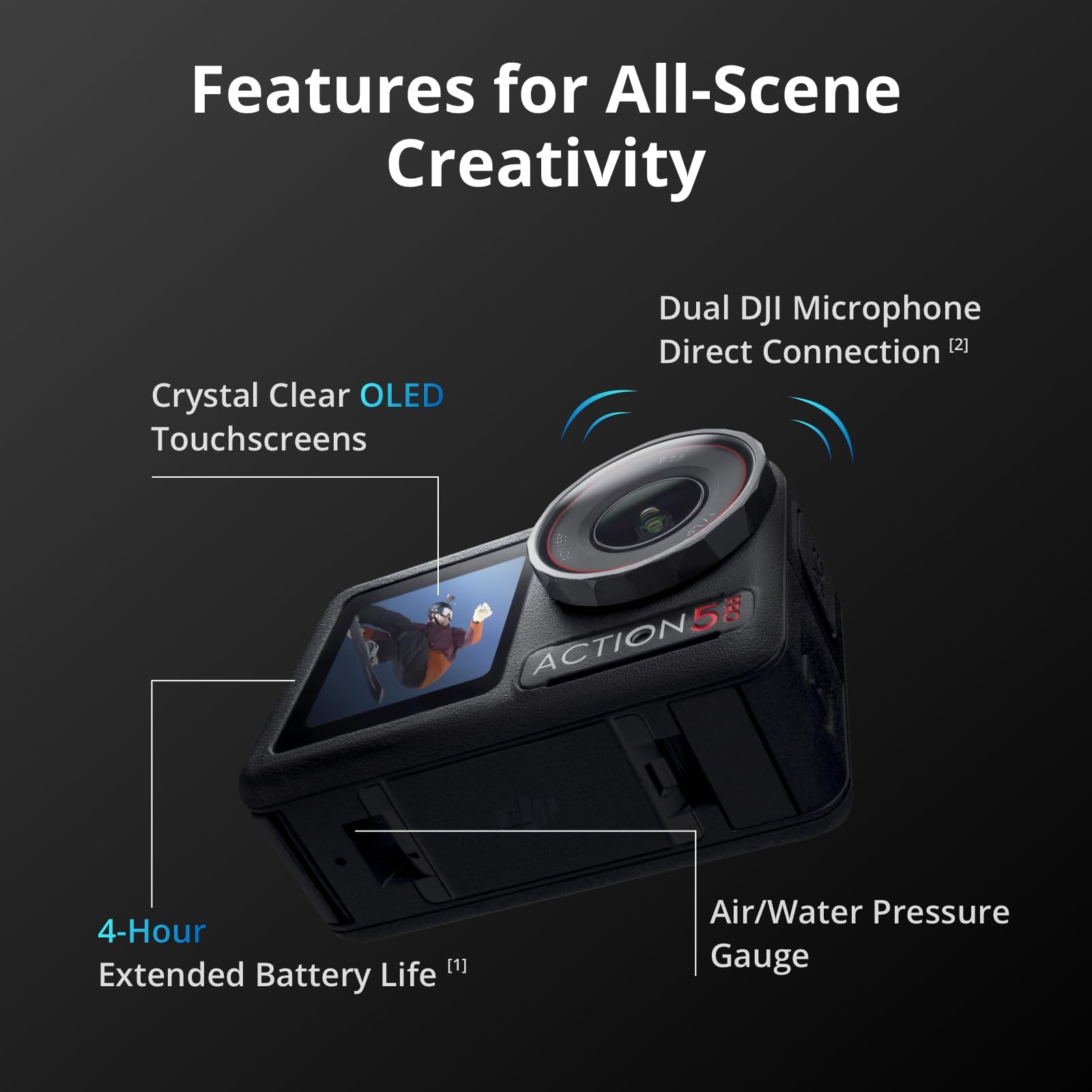 DJI Osmo Action 5 Pro Adventure Combo, 4K with 1/1.3" Sensor, 12h Extended Battery Life with 3 Batteries, Stabilization, Dual OLED Touchscreens, Mini Action Camera for Travel, Vlog