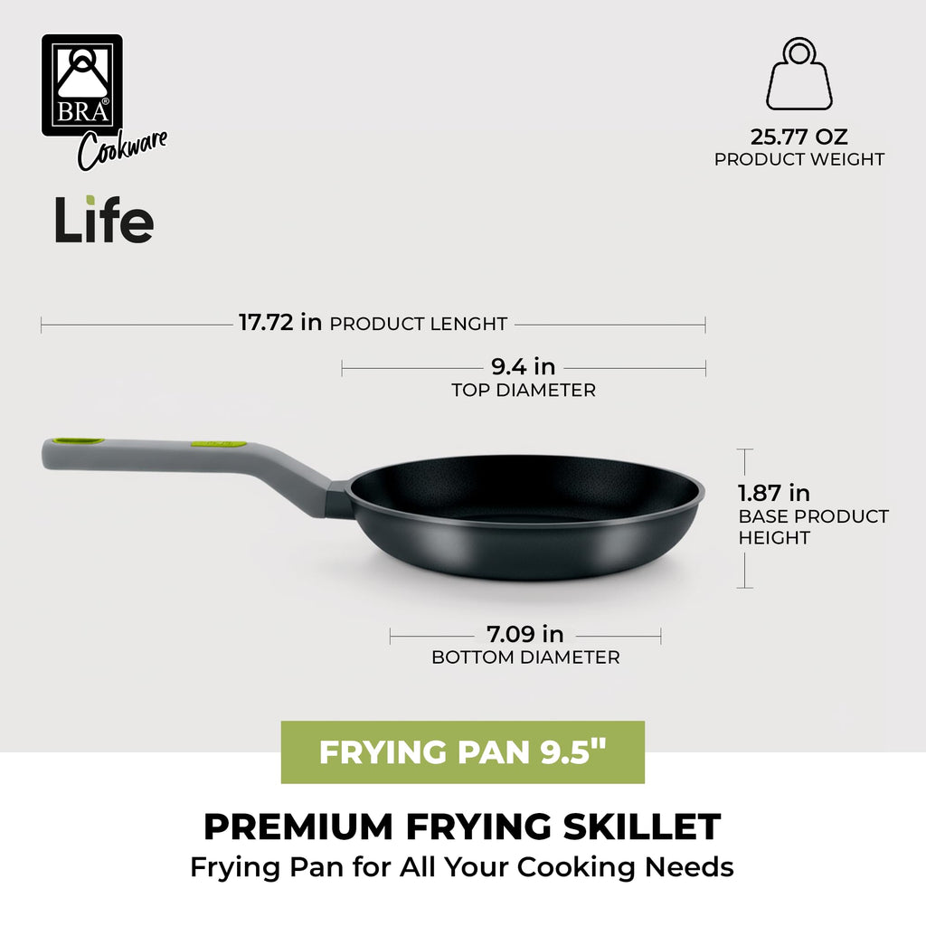 BRA COOKWARE Life Ceramic Nonstick Sauté Pan w/Glass Lid | 12.6 Inch 4.79 Quart Recycled Aluminum Deep Pan | Dual-Handle Braiser | Ceramic Non-Stick Coating | PFOA Free | All Cooktops & Oven Safe