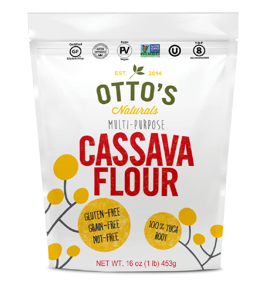 Otto's Naturals Multi-Purpose Cassava Flour, Non-GMO, Gluten-Free, Grain, Nut and Gum-Free, 1-to-1 Wheat Flour Alternative, Paleo, AIP, 2 lb