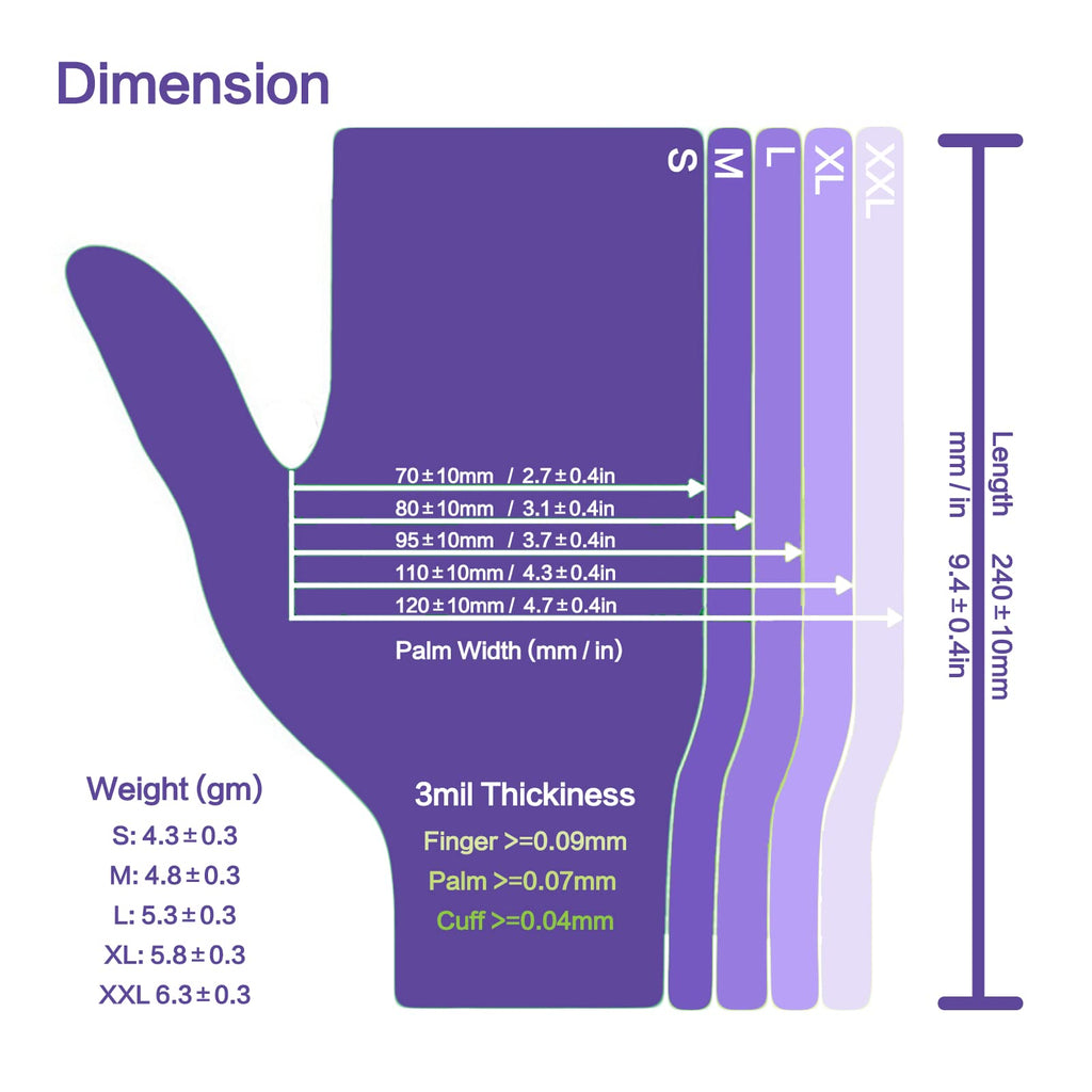 Nitrile Gloves - 3 Mil - Food Safe & Medical Exam Disposable Gloves - Latex Free Powder Free Non-Sterile