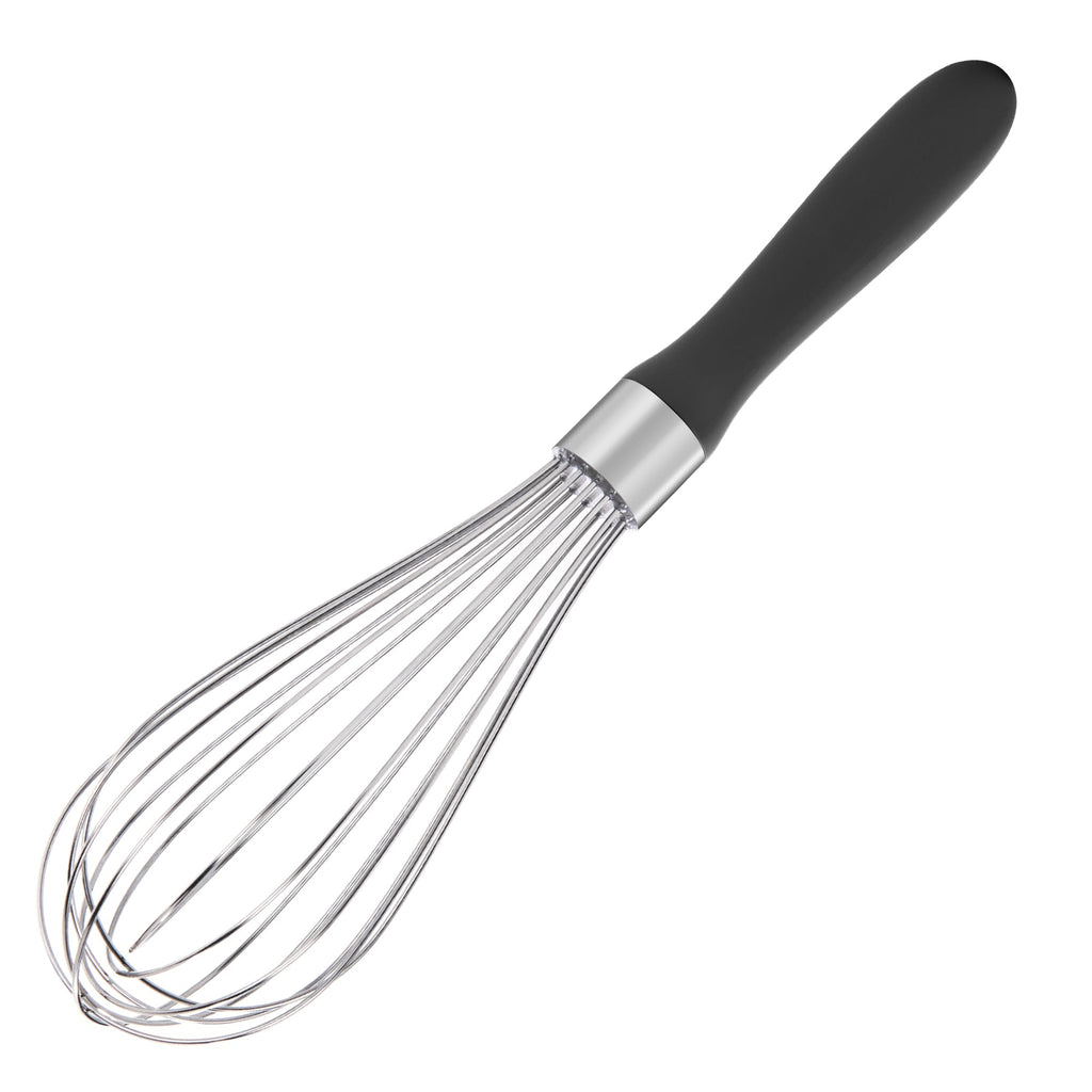 U-Taste Balloon Whisk for Cooking: 18/10 Stainless Steel Kitchen Wire Whisk, Medium Heavy Duty Egg Beater, Manual Baking Mixing Tool with 8 High Flex Wires for Stirring, Blending Sauce (Black)