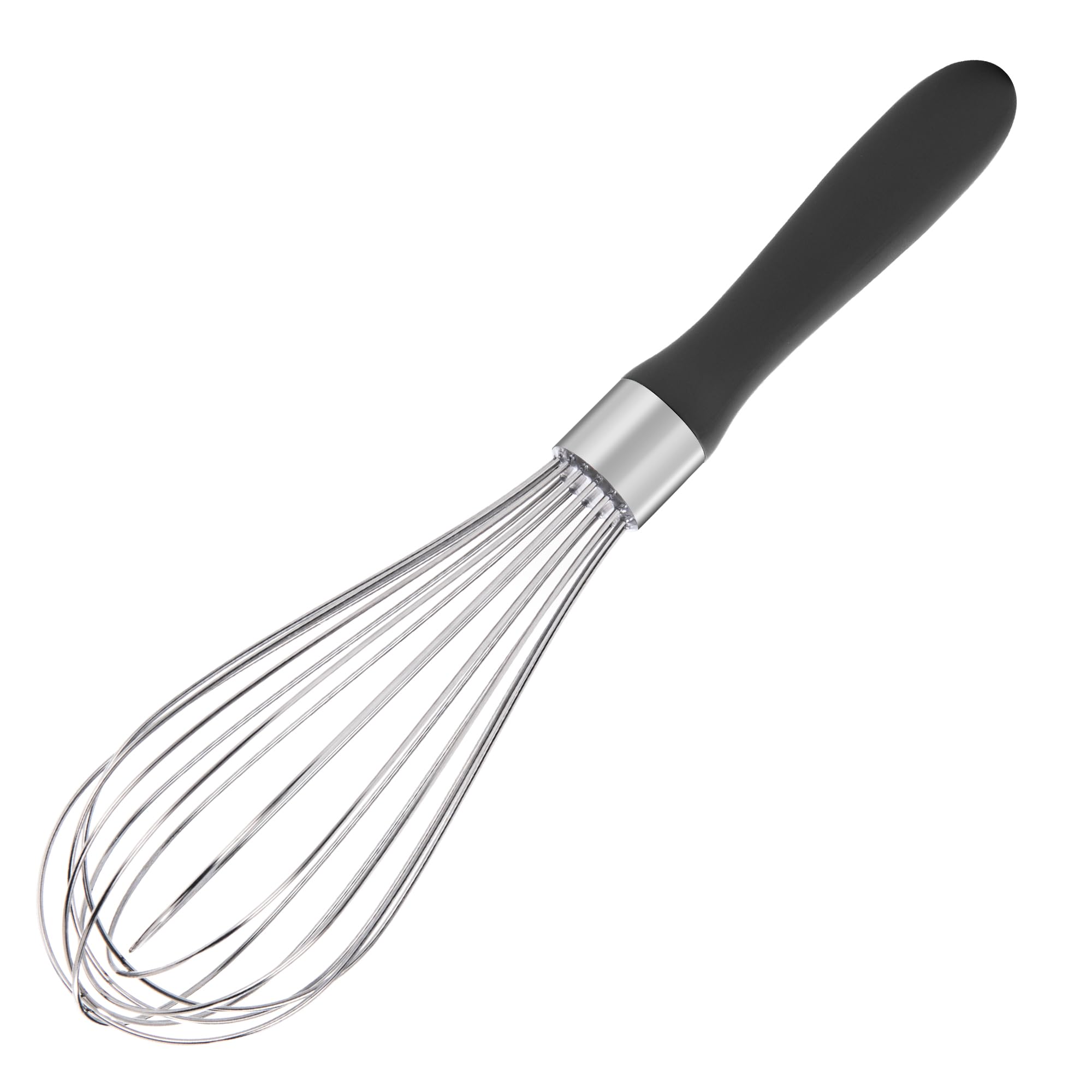 U-Taste Balloon Whisk for Cooking: 18/10 Stainless Steel Kitchen Wire Whisk, Medium Heavy Duty Egg Beater, Manual Baking Mixing Tool with 8 High Flex Wires for Stirring, Blending Sauce (Black)