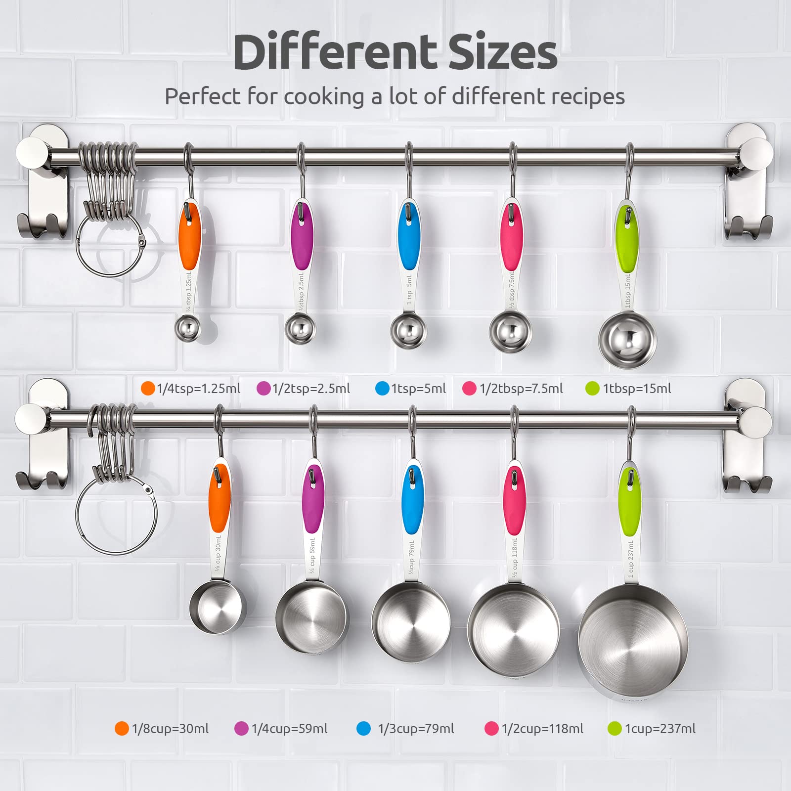 Measuring Cups : U-Taste 18/8 Stainless Steel Measuring Cups and Spoons Set of 10 Piece, Upgraded Thickness Handle(Black)