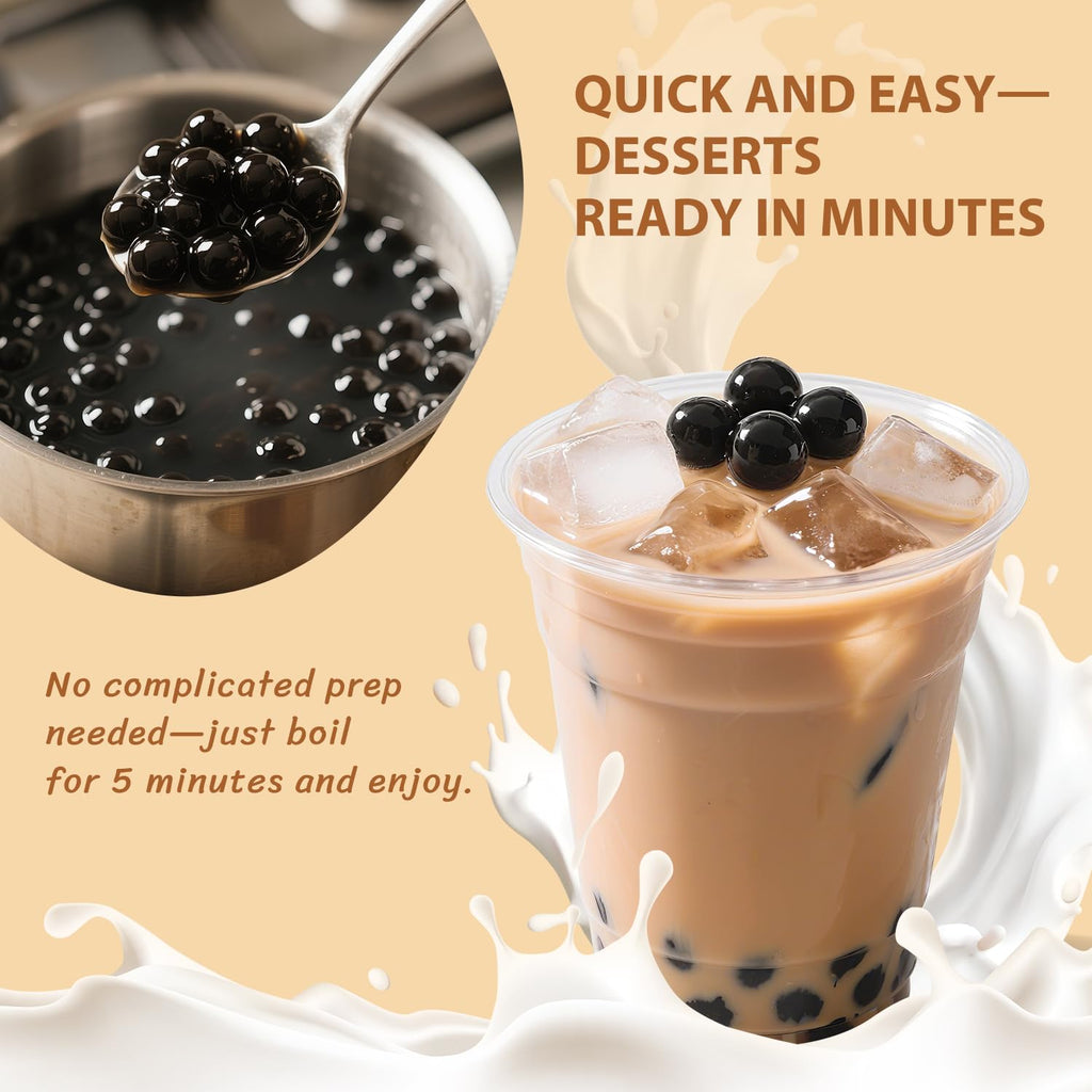 Soeos Tapioca Pearls 2.2 lb (998g), Boba Pearls for Bubble Tea, Beverages, Sweets, Ice Cream, Shakes, Desserts & Smoothies Topping - Ready in 5 Minutes