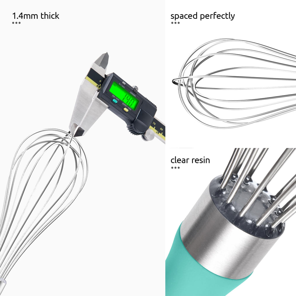 U-Taste Balloon Whisk for Cooking: 18/10 Stainless Steel Kitchen Wire Whisk, Medium Heavy Duty Egg Beater, Manual Baking Mixing Tool with 8 High Flex Wires for Stirring, Blending Sauce (Black)