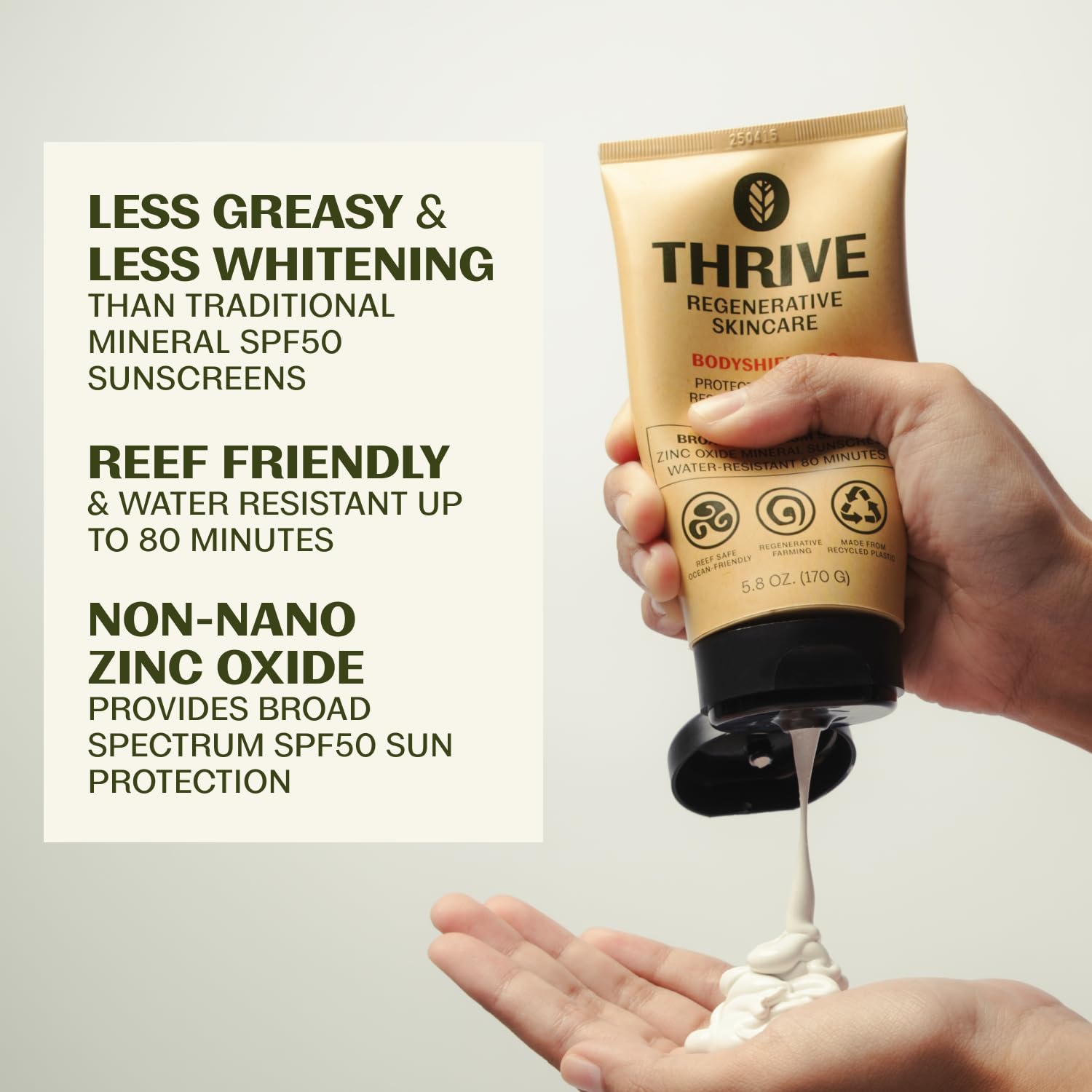 Thrive Natural Care Reef Safe Sunscreen SPF50 - Hawaii 104 Reef Act Compliant - Mineral Sunscreen Non-Nano Zinc Oxide - Vegan, (5.8 Oz (Pack of 1))