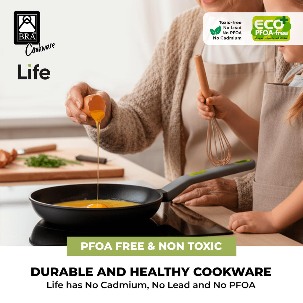 BRA COOKWARE Life Ceramic Nonstick Sauté Pan w/Glass Lid | 12.6 Inch 4.79 Quart Recycled Aluminum Deep Pan | Dual-Handle Braiser | Ceramic Non-Stick Coating | PFOA Free | All Cooktops & Oven Safe