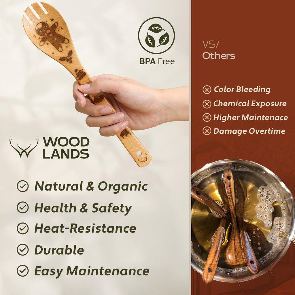 Wooden Spoons for Cooking set of 6 – Premium Wooden Utensil set for everyday use – Versatile Cooking utensils set safe for nonstick pans – Durable wooden spoon kitchen utensils set