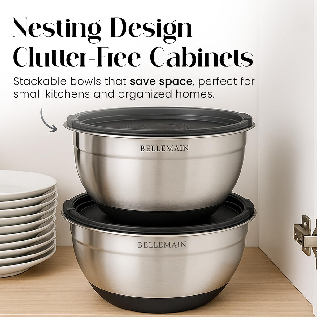 Stainless Steel Mixing Bowls with Lids Set – Large, Durable, Airtight Kitchen Bowls for Food Prep, Baking, Salad, and Storage (4 piece set)