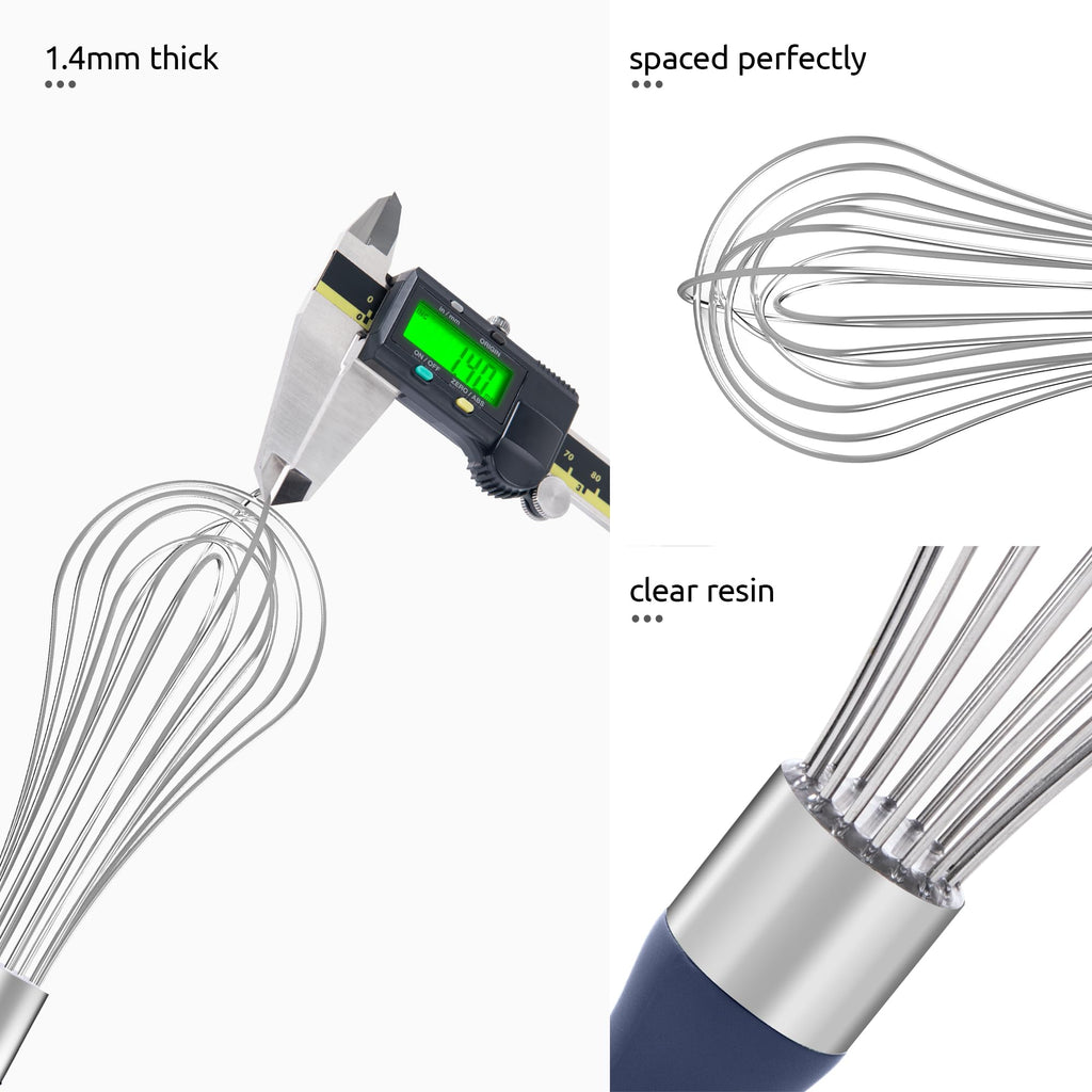 U-Taste Balloon Whisk for Cooking: 18/10 Stainless Steel Kitchen Wire Whisk, Medium Heavy Duty Egg Beater, Manual Baking Mixing Tool with 8 High Flex Wires for Stirring, Blending Sauce (Black)