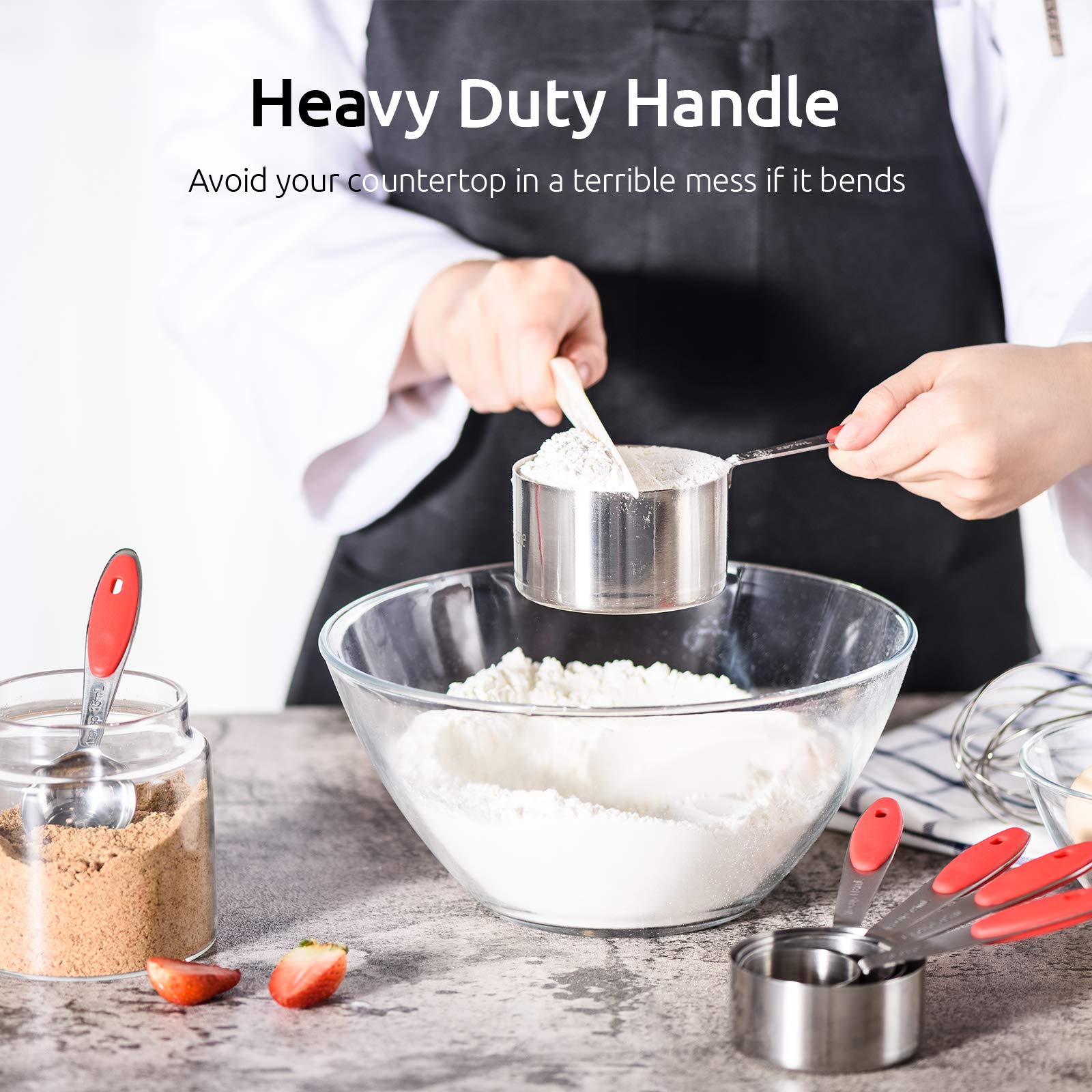 Measuring Cups : U-Taste 18/8 Stainless Steel Measuring Cups and Spoons Set of 10 Piece, Upgraded Thickness Handle(Black)
