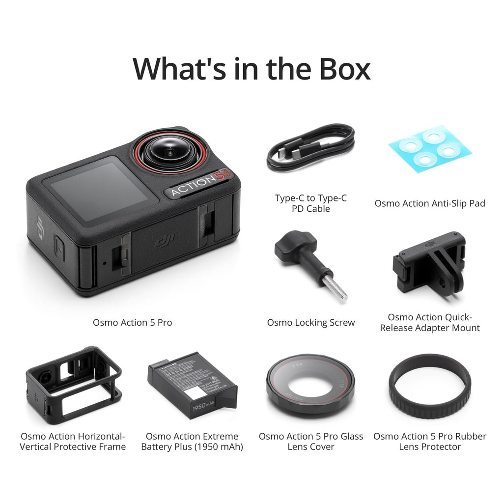 DJI Osmo Action 5 Pro Adventure Combo, 4K with 1/1.3" Sensor, 12h Extended Battery Life with 3 Batteries, Stabilization, Dual OLED Touchscreens, Mini Action Camera for Travel, Vlog