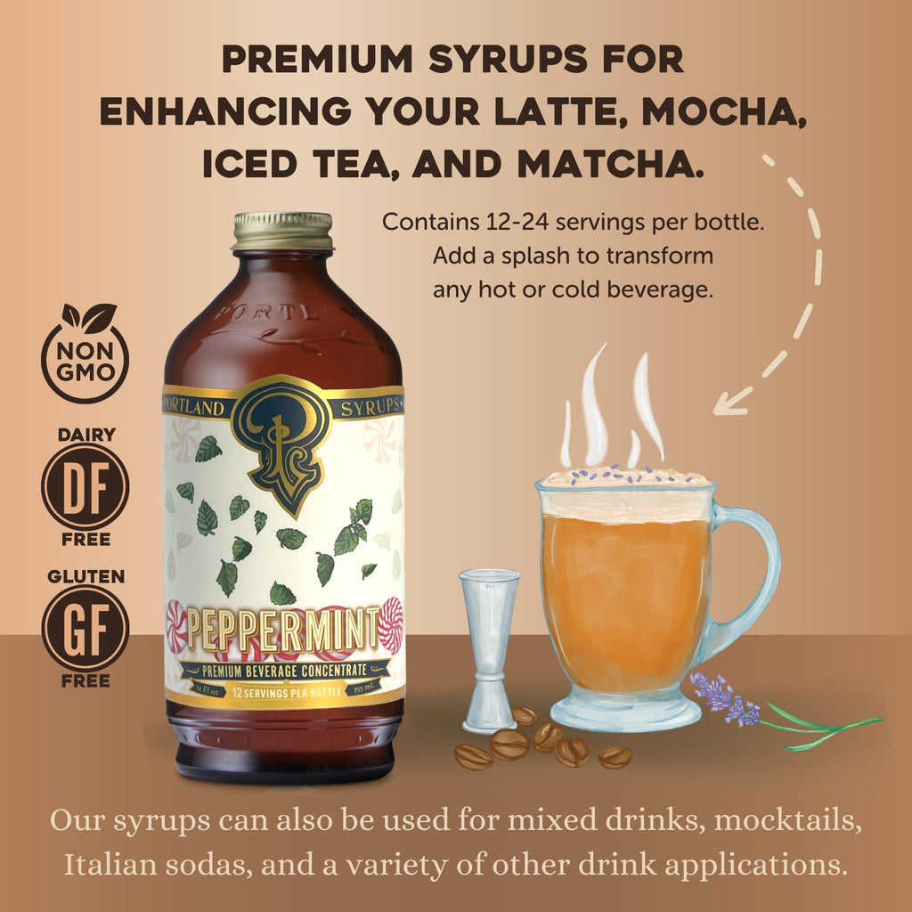 Portland Syrups Brown Sugar Simple Syrup - Drink Mix for Crafting Cocktails, Sugar Syrup for Drinks, Simple Syrup for Coffee, Mocktails, Baking, 12 oz, Pack of 2