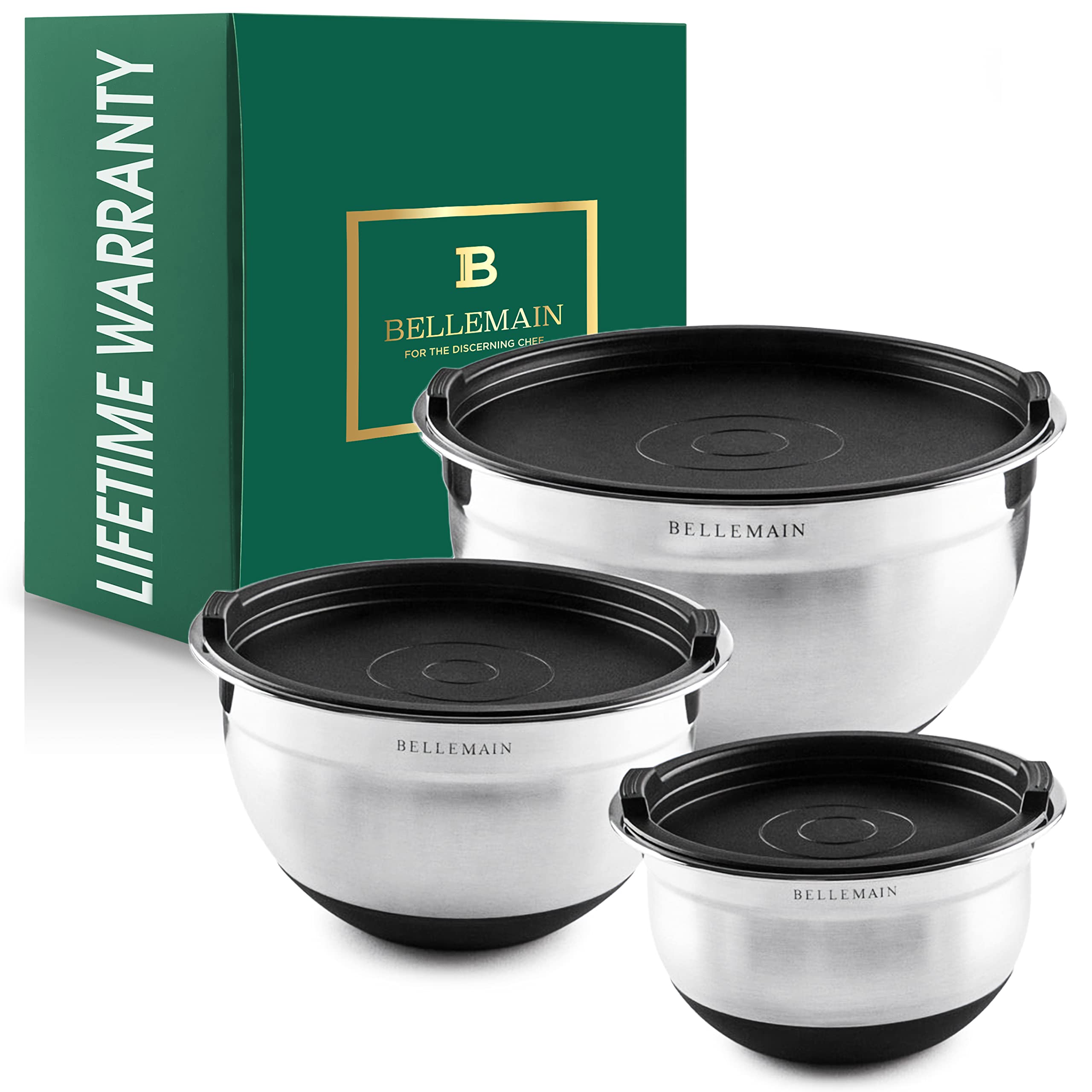 Stainless Steel Mixing Bowls with Lids Set – Large, Durable, Airtight Kitchen Bowls for Food Prep, Baking, Salad, and Storage (4 piece set)
