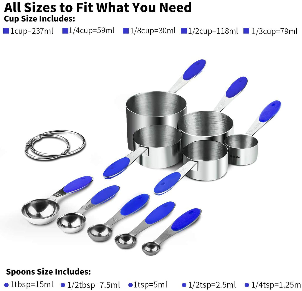 Measuring Cups : U-Taste 18/8 Stainless Steel Measuring Cups and Spoons Set of 10 Piece, Upgraded Thickness Handle(Black)