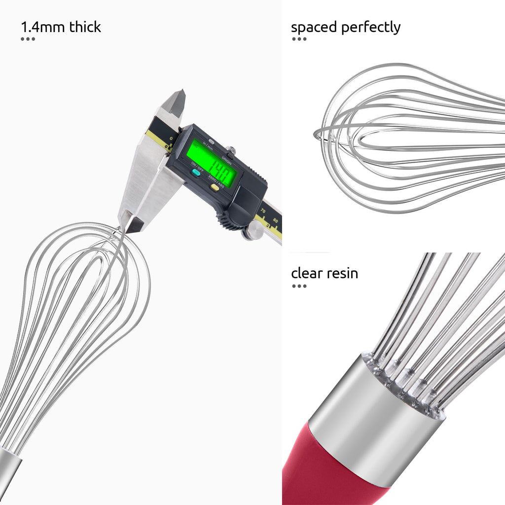 U-Taste Balloon Whisk for Cooking: 18/10 Stainless Steel Kitchen Wire Whisk, Medium Heavy Duty Egg Beater, Manual Baking Mixing Tool with 8 High Flex Wires for Stirring, Blending Sauce (Black)