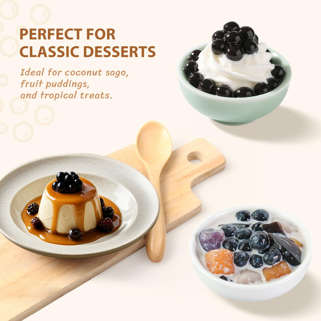 Soeos Tapioca Pearls 2.2 lb (998g), Boba Pearls for Bubble Tea, Beverages, Sweets, Ice Cream, Shakes, Desserts & Smoothies Topping - Ready in 5 Minutes