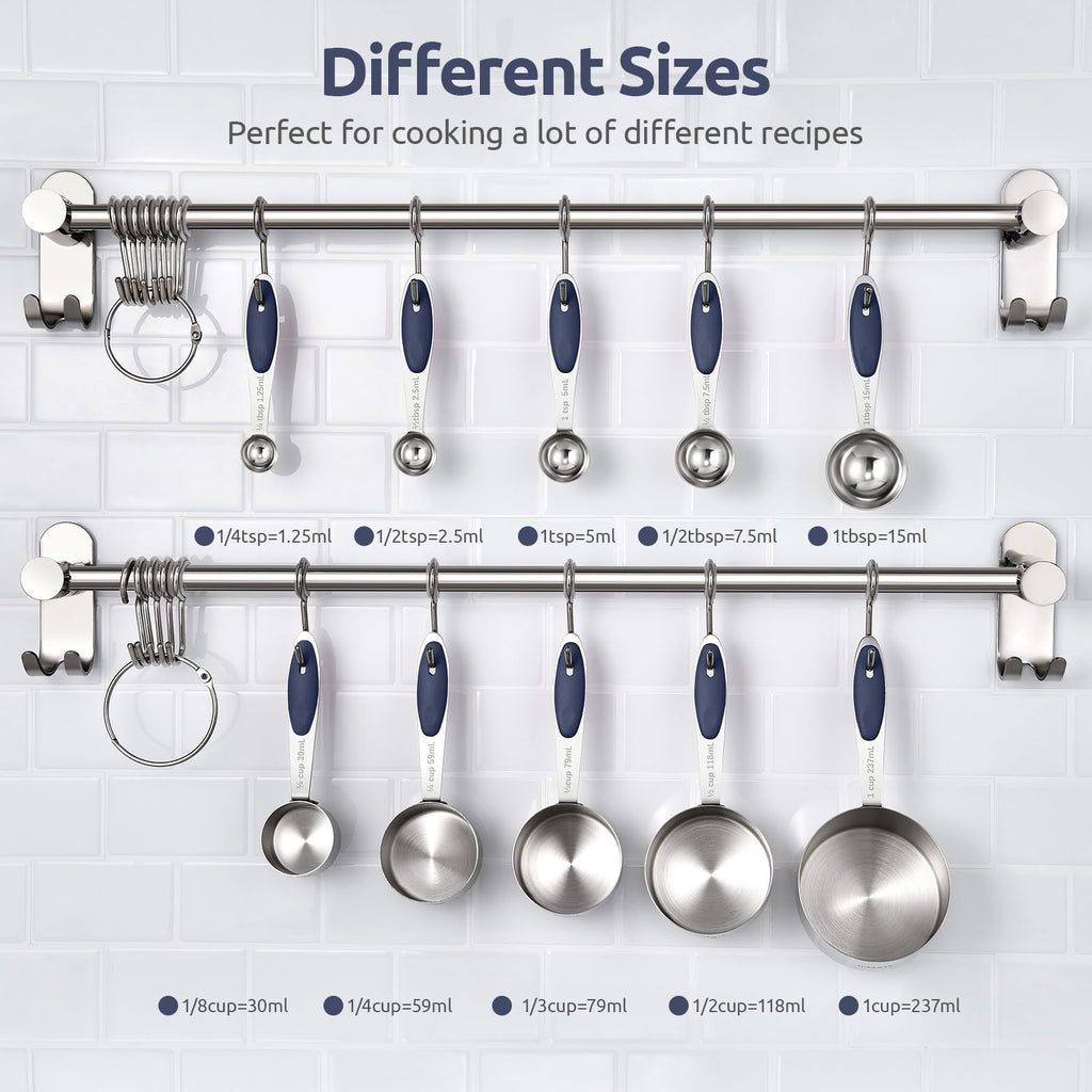 Measuring Cups : U-Taste 18/8 Stainless Steel Measuring Cups and Spoons Set of 10 Piece, Upgraded Thickness Handle(Black)