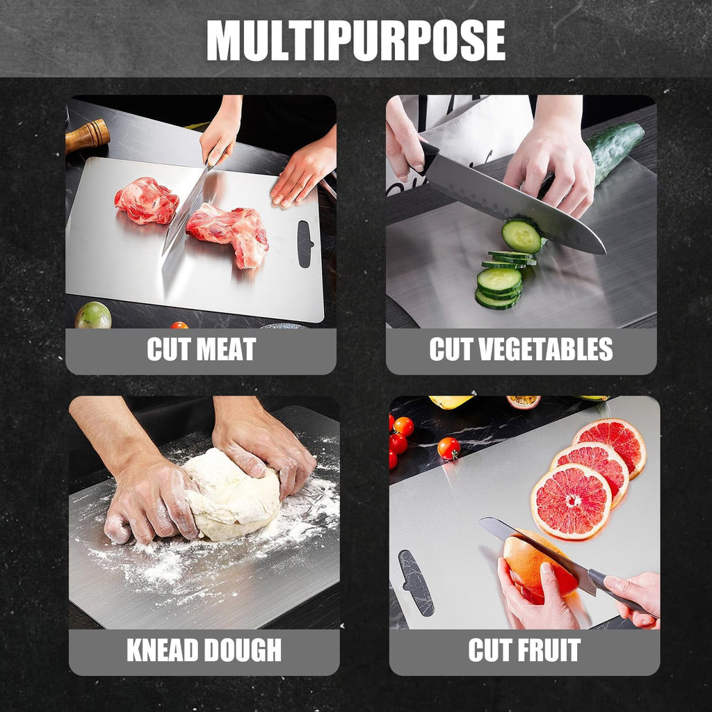 Stainless Steel Cutting Board, 2026 Upgrade Non Toxic Cutting Boards for Kitchen Hygiene Double Sided Chopping Board for Meat/Vegetables,316 Metal Dishwasher Safe Kitchen Gifts(4PC-S+L+XL+XXL)