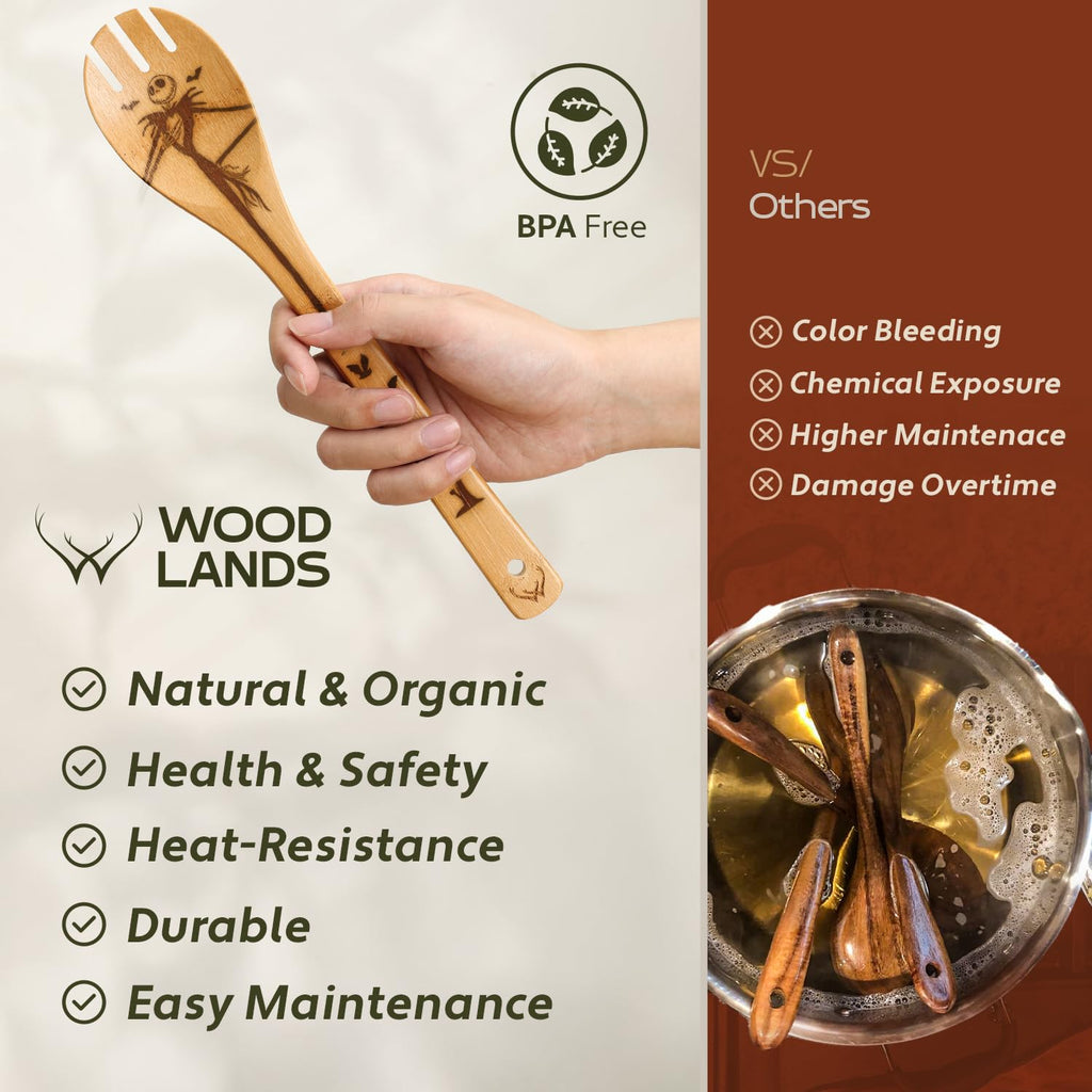 Wooden Spoons for Cooking set of 6 – Premium Wooden Utensil set for everyday use – Versatile Cooking utensils set safe for nonstick pans – Durable wooden spoon kitchen utensils set
