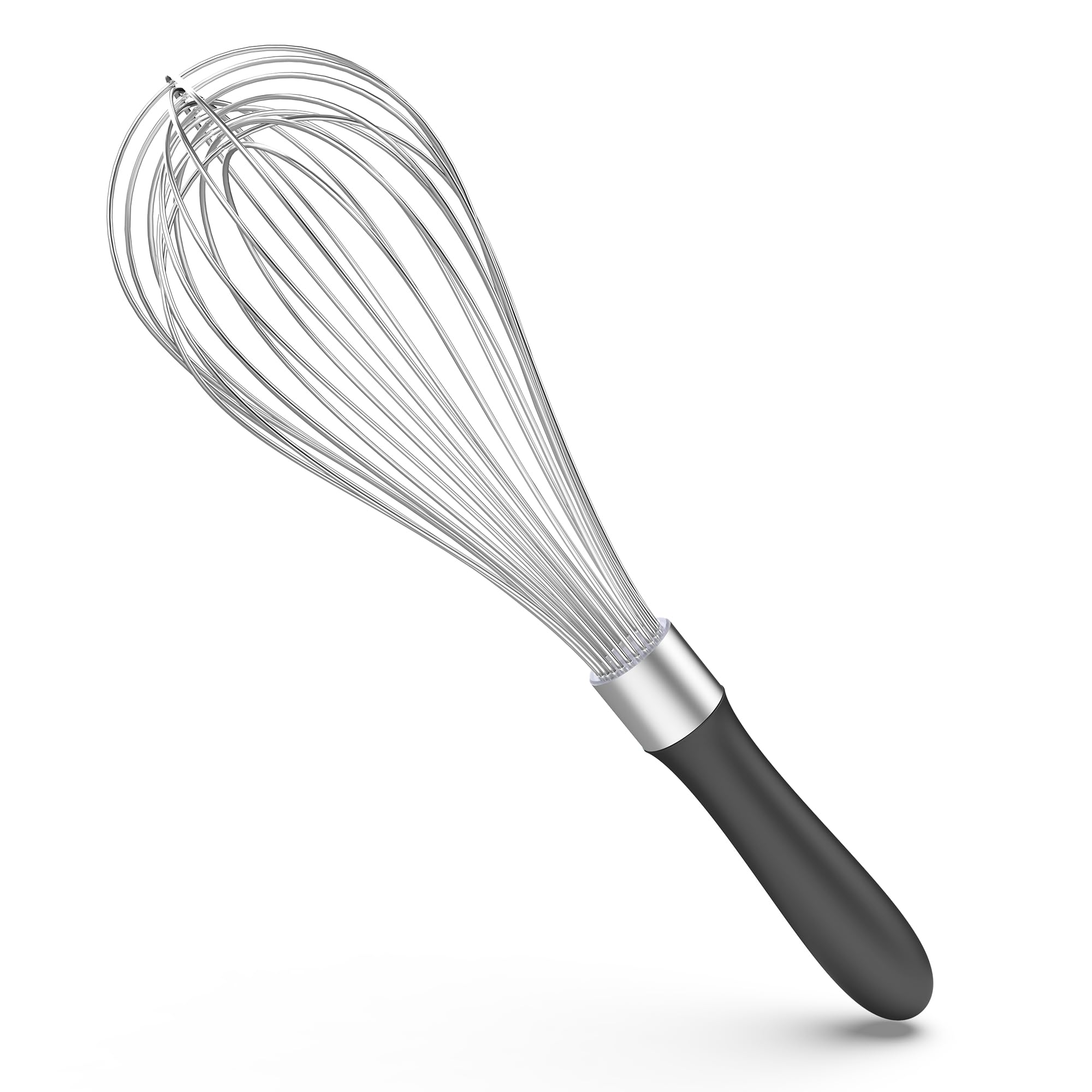 U-Taste Balloon Whisk for Cooking: 18/10 Stainless Steel Kitchen Wire Whisk, Medium Heavy Duty Egg Beater, Manual Baking Mixing Tool with 8 High Flex Wires for Stirring, Blending Sauce (Black)