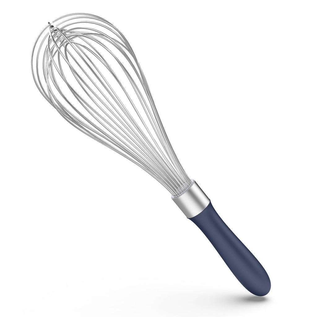 U-Taste Balloon Whisk for Cooking: 18/10 Stainless Steel Kitchen Wire Whisk, Medium Heavy Duty Egg Beater, Manual Baking Mixing Tool with 8 High Flex Wires for Stirring, Blending Sauce (Black)