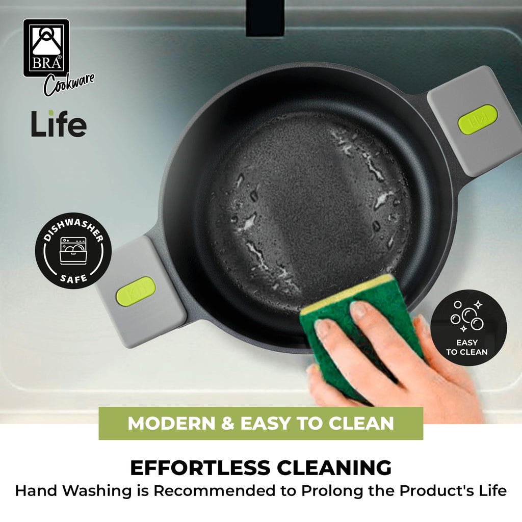 BRA COOKWARE Life Ceramic Nonstick Sauté Pan w/Glass Lid | 12.6 Inch 4.79 Quart Recycled Aluminum Deep Pan | Dual-Handle Braiser | Ceramic Non-Stick Coating | PFOA Free | All Cooktops & Oven Safe