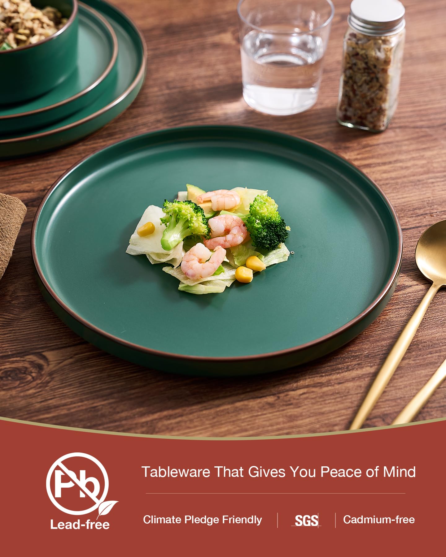 Famiware Nebula Ridge Stoneware Dinnerware Sets, Plates and Bowls Sets for 4, 12 Pieces Dishes Set, Microwave and Dishwasher Safe Kitchen Plates, Light Gray