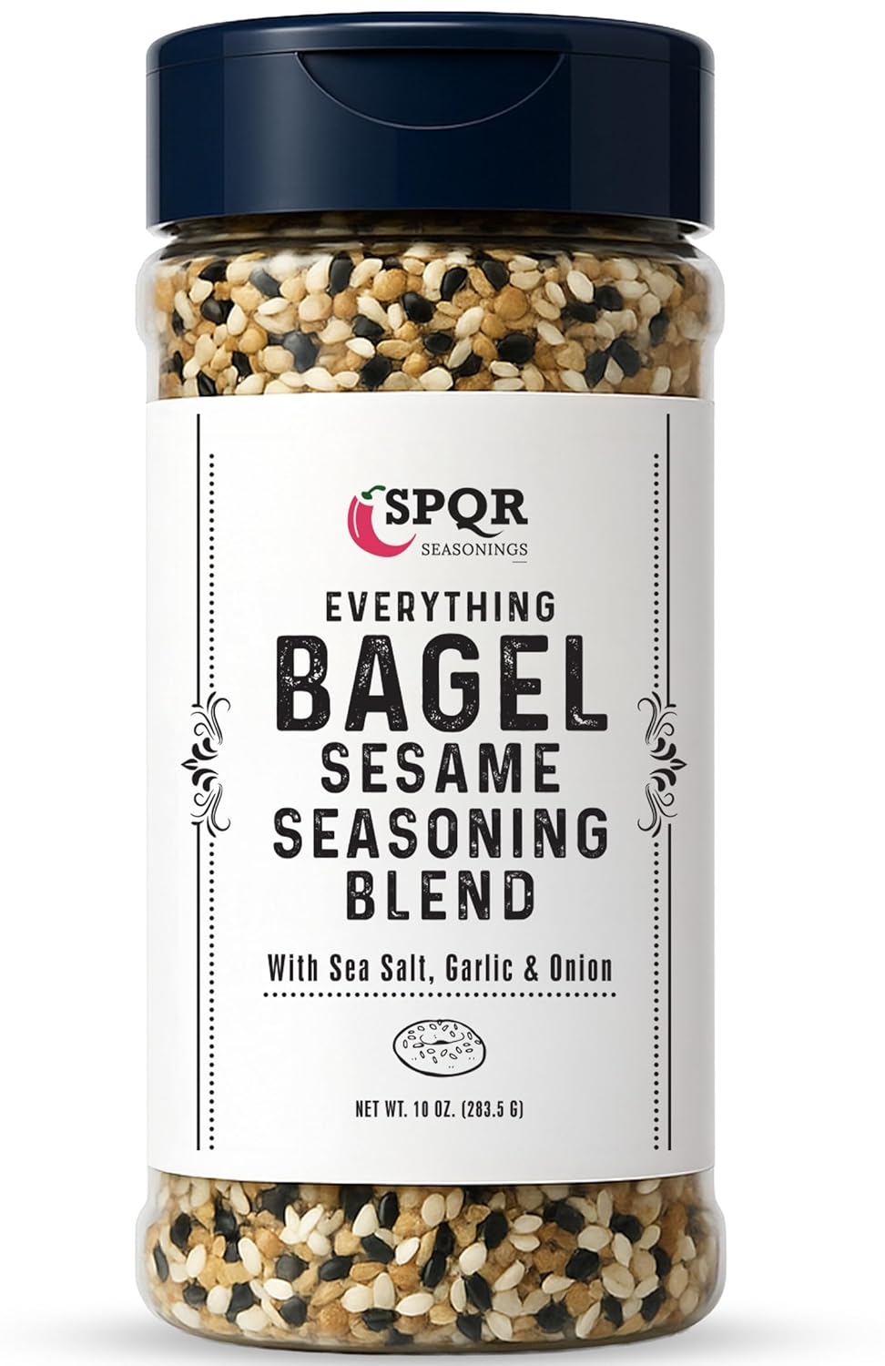 Everything Bagel Seasoning Blend Original XL 10 Ounce Jar. Delicious Blend of Sea Salt and Spices Dried Minced Garlic & Onion Flakes. Bagel Allspice.