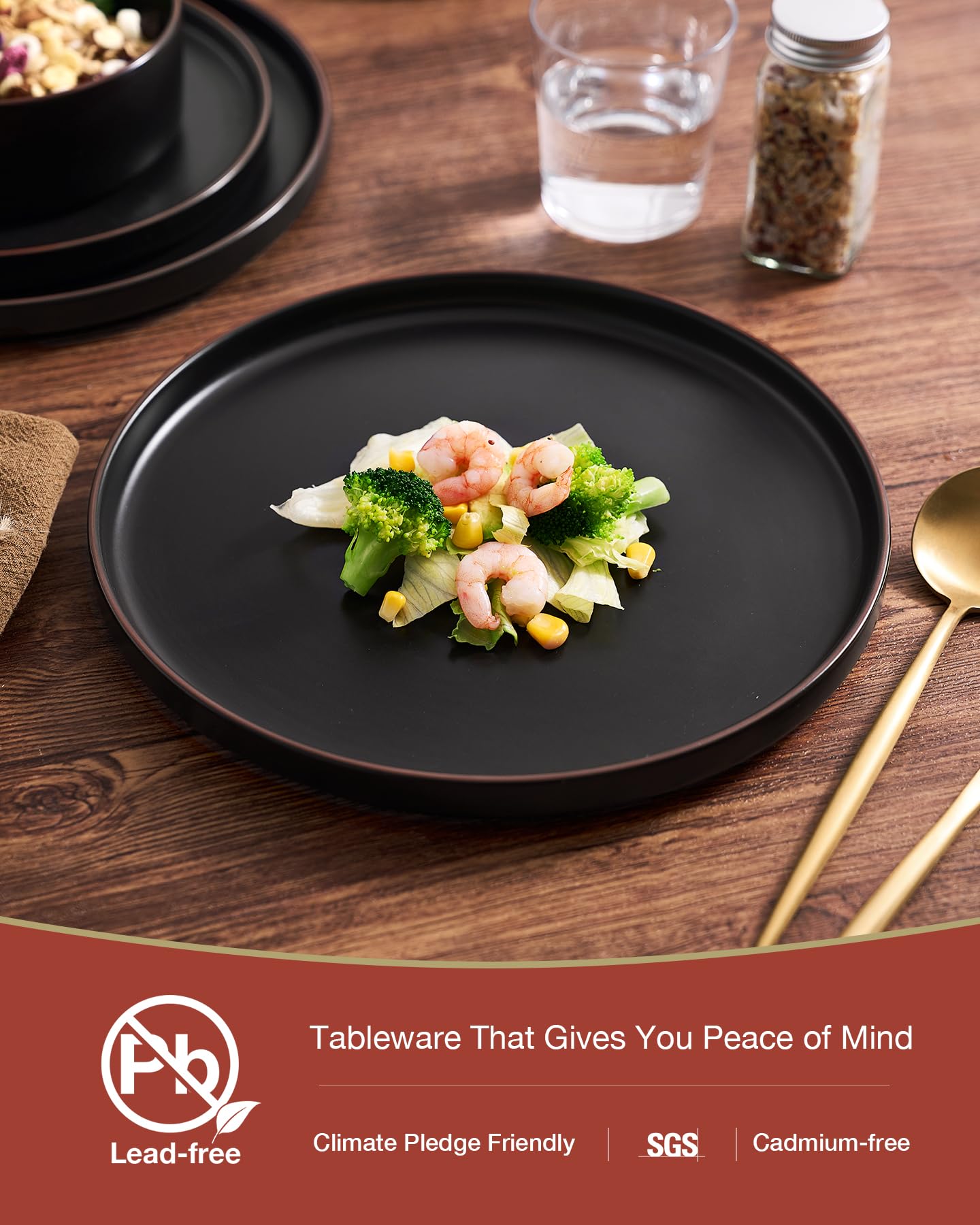 Famiware Nebula Ridge Stoneware Dinnerware Sets, Plates and Bowls Sets for 4, 12 Pieces Dishes Set, Microwave and Dishwasher Safe Kitchen Plates, Light Gray