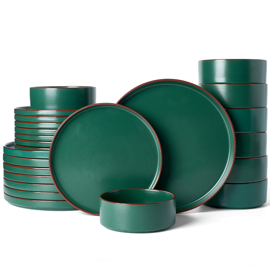 Famiware Nebula Ridge Stoneware Dinnerware Sets, Plates and Bowls Sets for 4, 12 Pieces Dishes Set, Microwave and Dishwasher Safe Kitchen Plates, Light Gray