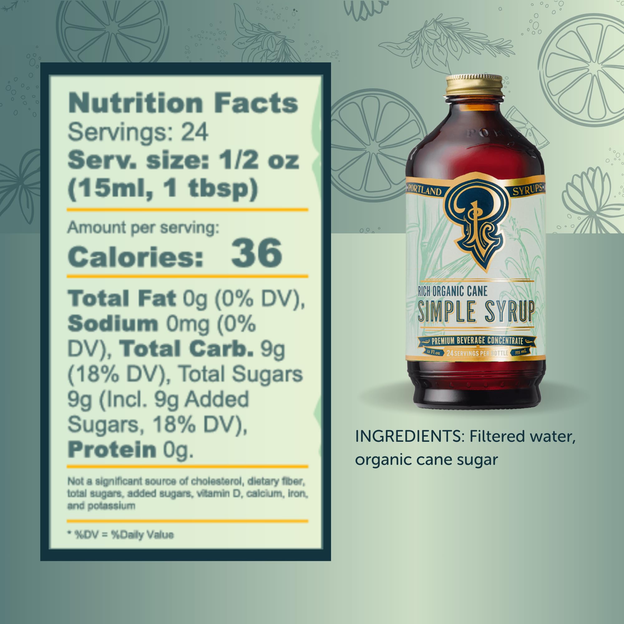 Portland Syrups Brown Sugar Simple Syrup - Drink Mix for Crafting Cocktails, Sugar Syrup for Drinks, Simple Syrup for Coffee, Mocktails, Baking, 12 oz, Pack of 2