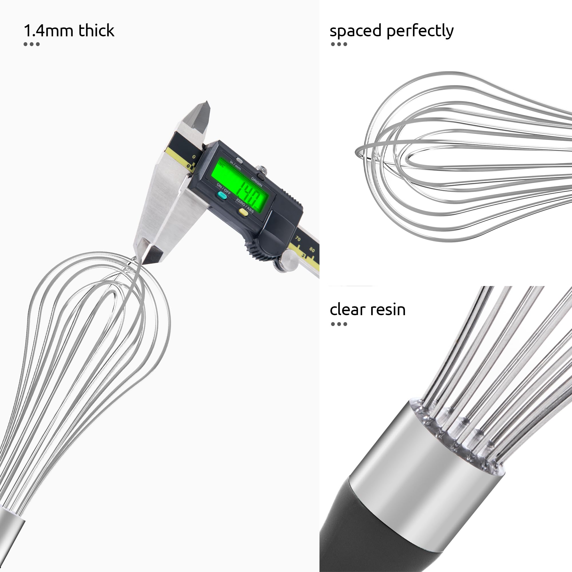U-Taste Balloon Whisk for Cooking: 18/10 Stainless Steel Kitchen Wire Whisk, Medium Heavy Duty Egg Beater, Manual Baking Mixing Tool with 8 High Flex Wires for Stirring, Blending Sauce (Black)