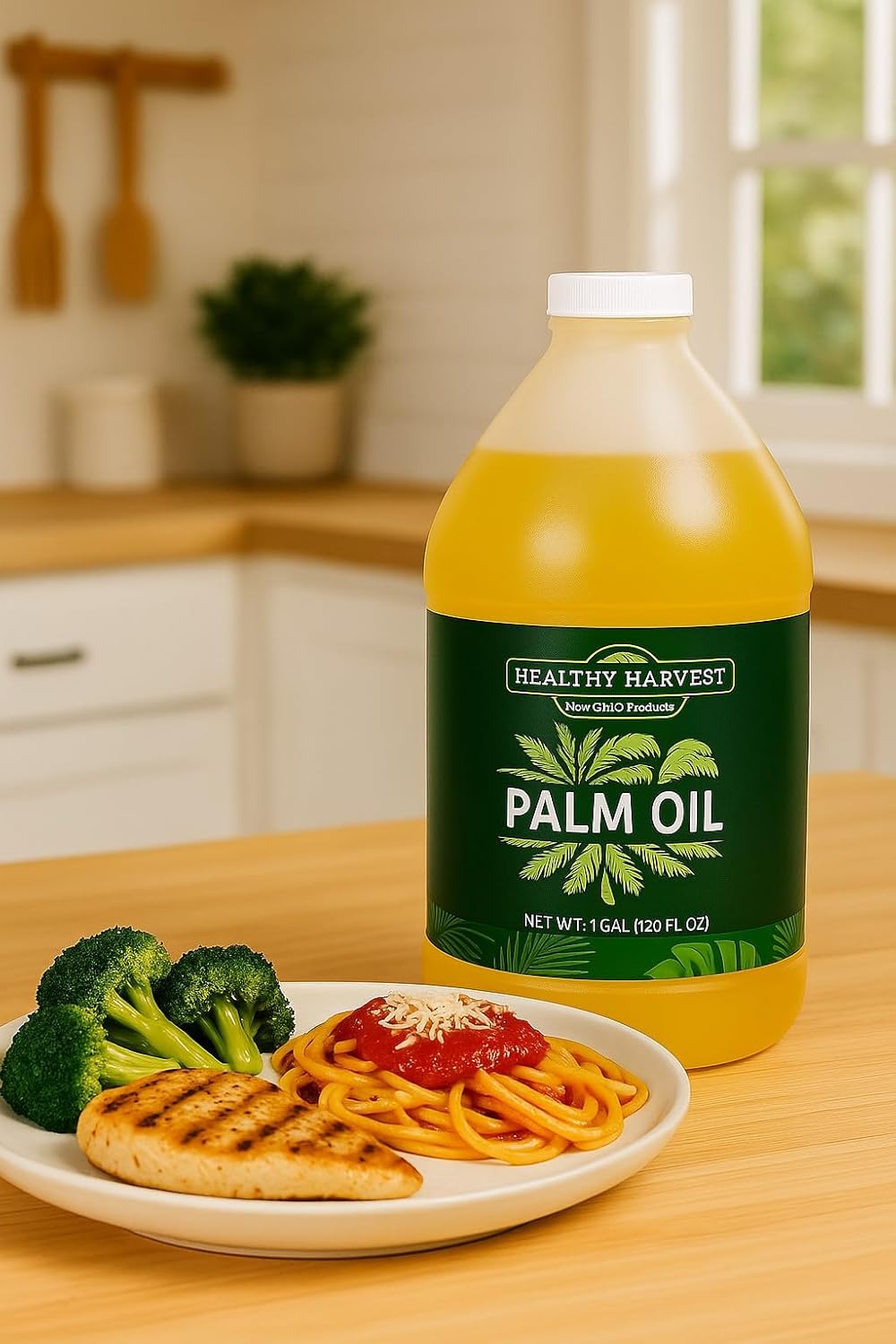 Healthy Harvest 100% Pure Palm Oil – Non-GMO, Seedless Cooking Oil for Frying, Baking & Sautéing, Rich in Natural Nutrients, 1 Gallon