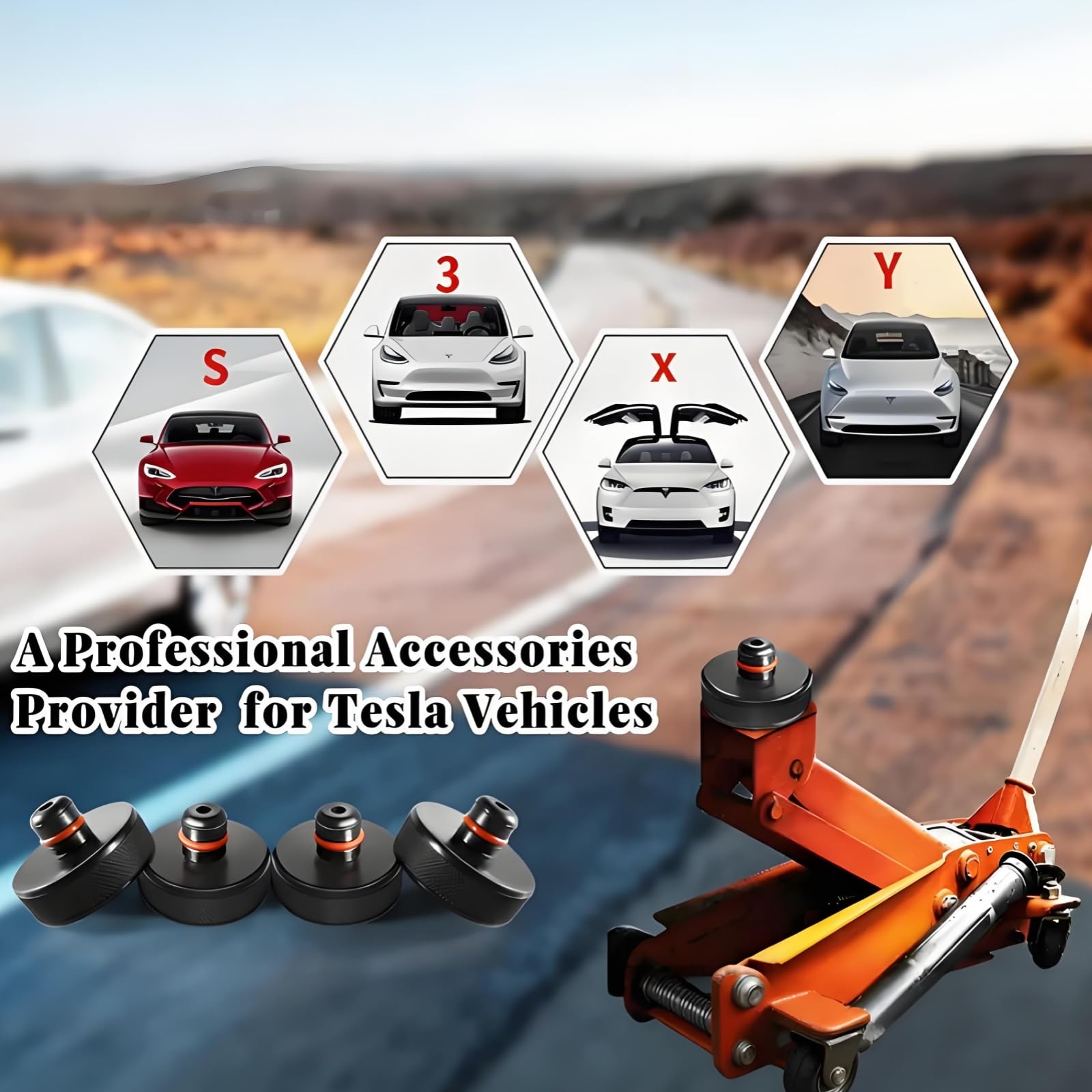 Chirano Lifting Jack Pads Compatible with Tesla Model 3/S/X/Y/Y Juniper, 4 Pucks with a Storage Case, Accessories for Tesla Vehicles 2013 to 2026